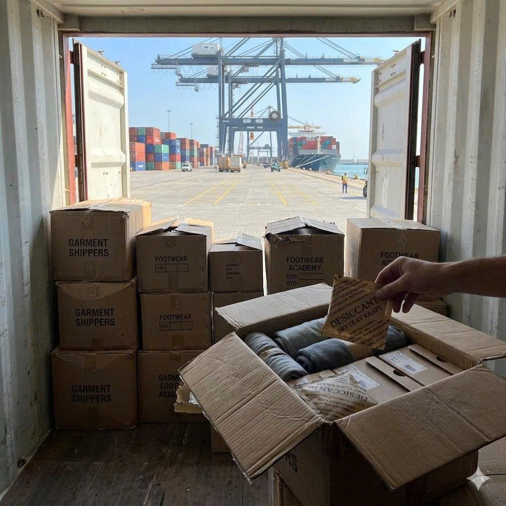 gói hút ẩm clay sử dụng trong container xuất khẩu chống ẩm mốc hàng hóa