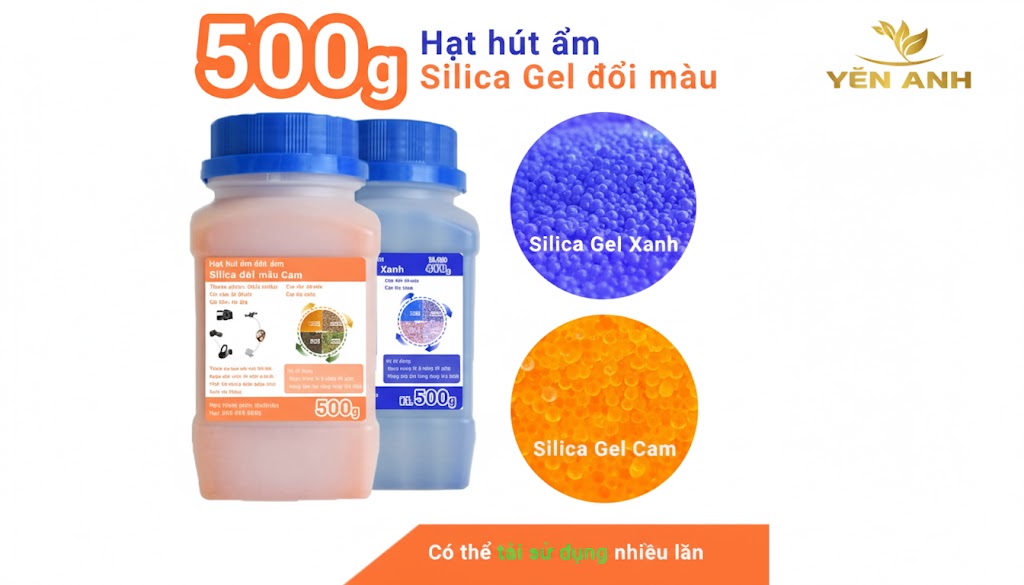 Hạt silicagel trắng và xanh chỉ thị ẩm