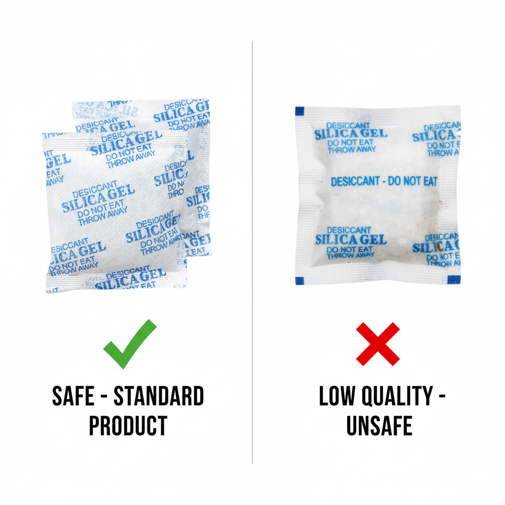 Phân biệt gói hút ẩm an toàn và hàng trôi nổi kém chất lượng